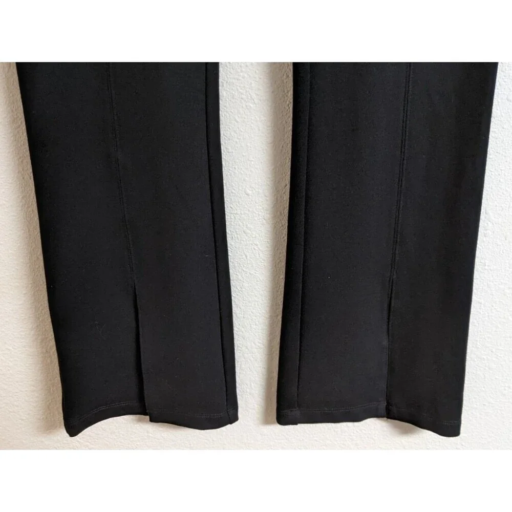 Cabi #6278 Fleggings Black Flared Leg Split Hem Ponte Knit Pull-On Pant SZ M